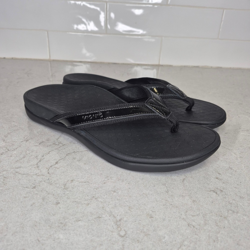 Vionic Tide Black Flip Flop Sandals Women's 9 Orthotic Arch Support